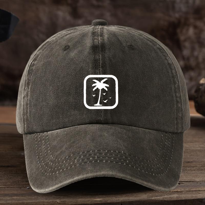

A Fun Square Frame Coconut Tree Print Baseball Hat Unisex Outdoor Fashion Versatile Duck Hat Trend коричневий