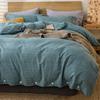 Simple Bed Pure Cotton Polished Four-Piece Cotton Quilt Cover Thickened Warm Bed Sheet 1.8M Double Bed