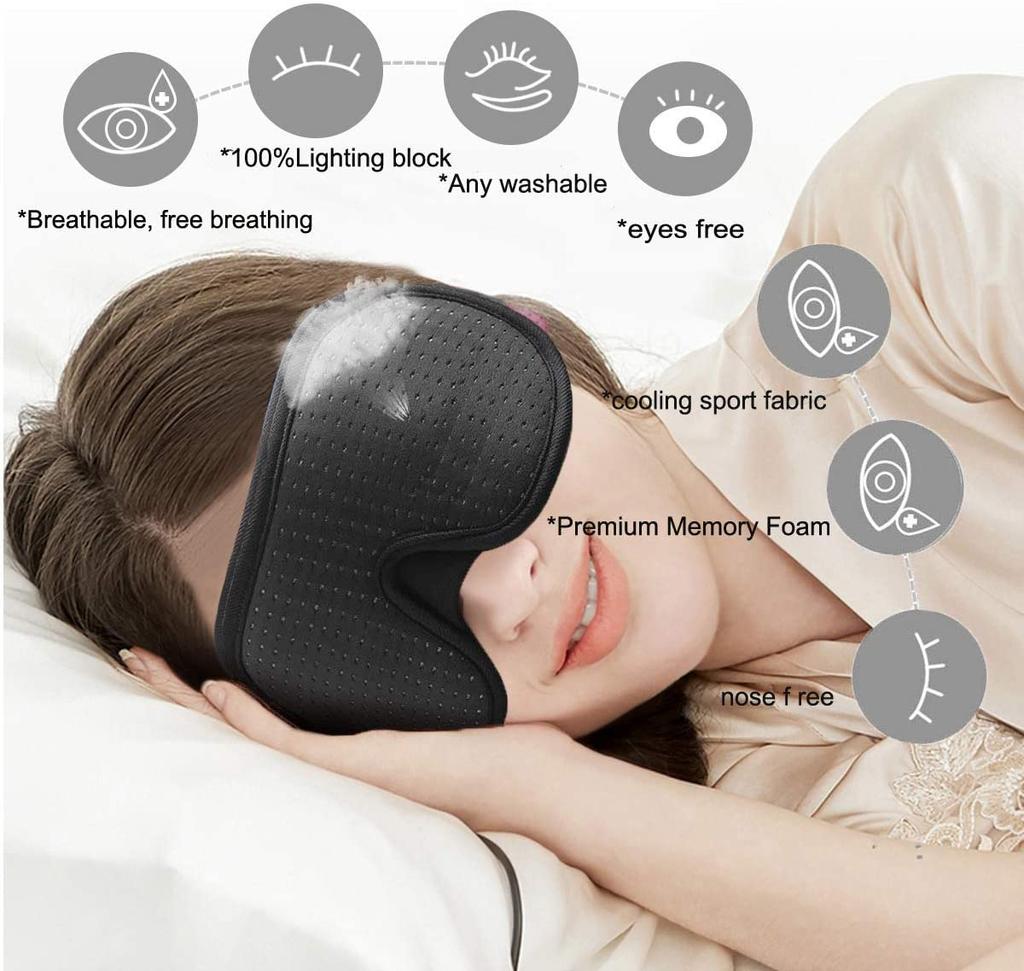 Durable And Safe 3D Mask For Sleep Eye Mask Lights Blockout Soft Padded Sleeping Fabric Cover Shade Blindfold Eyepatch