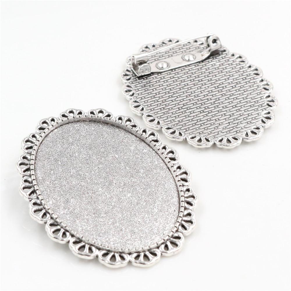 New Fashion 5pcs 30x40mm Inner Size Antique Silver Plated Gold Color Bronze Black Pin Brooch Simple Style Base Setting Pendant