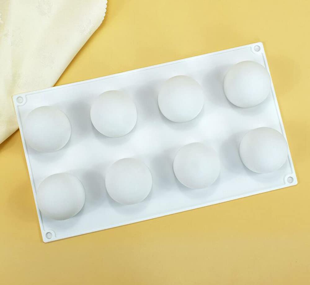 Siliconen Mousse Cake Vorm, Bakbestendige Dessert Mousse DIY Chocolade Zeep Kaars Vorm, 8-Gats Bolvormig Bal