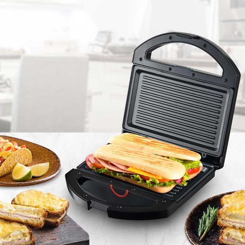 KitchenCook K Grill - Elektrischer Panini-Grill - 750 W - Antihaftbeschichtung - Cool-Touch-Griff