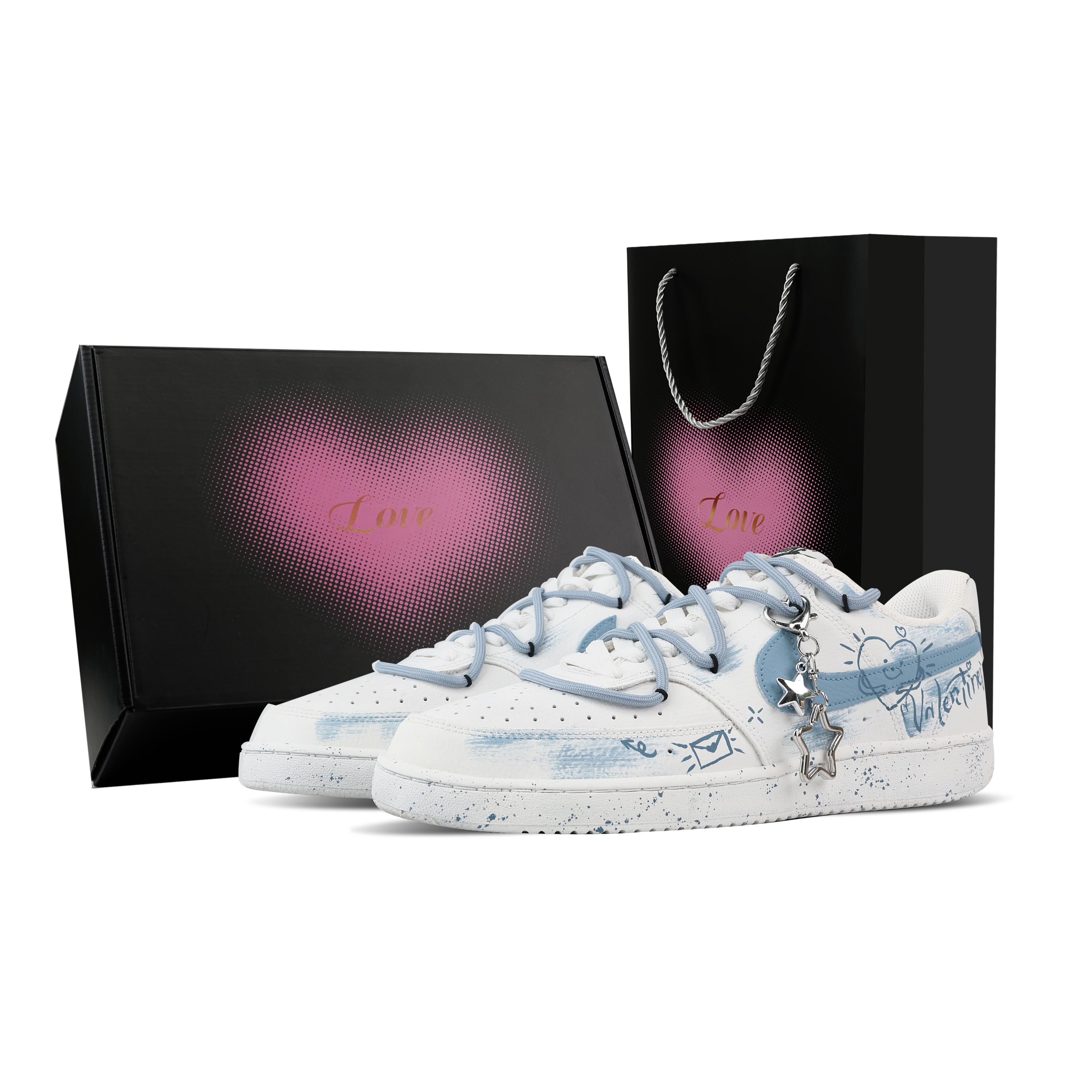 

Nike Court Vision 1 Love Letter Box Abrasion Resistant Low top Skateboard Shoes Men s White Blue DH2987-101(Team773--) 45