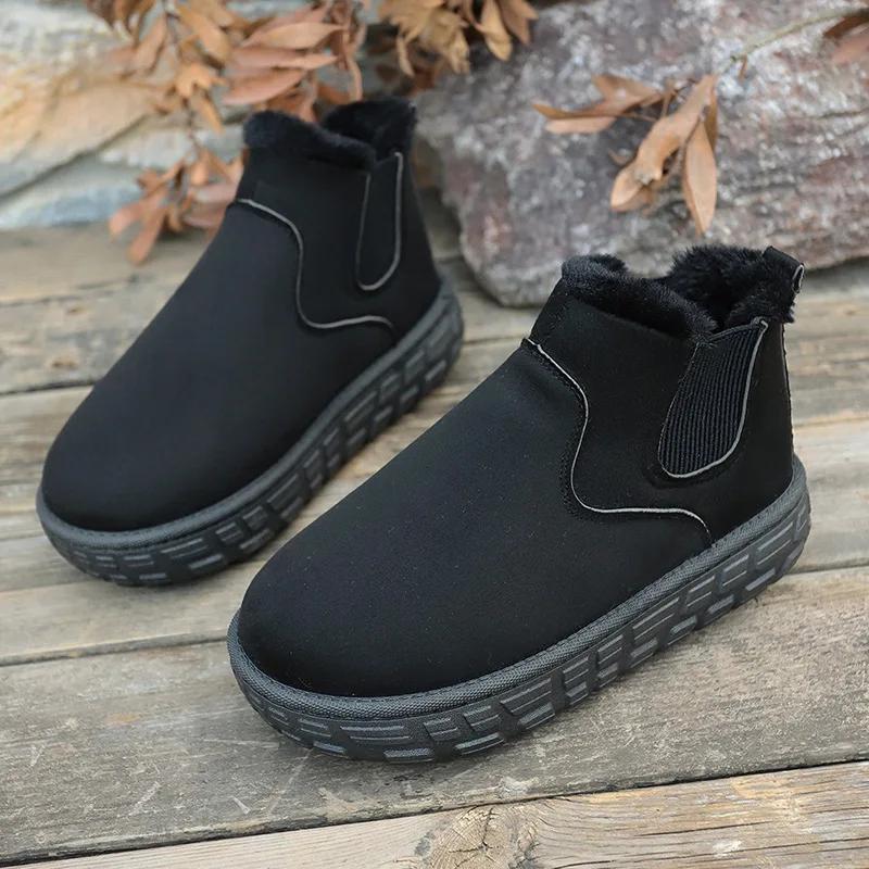 Women's New Winter New Fashion Round Toe Designer Thick Bottom Non-slip Short Boots Female Outdoor Plush Warm Ankle Boots
