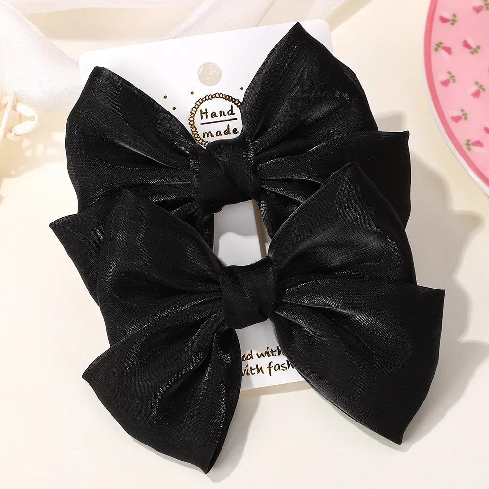 BABY BOWS 2Pcs 4.3inch Big Bows Chiffon Hair Clips Cheer Bowknot Hairpin Children Headdress Fashion Girls Hair Accessories