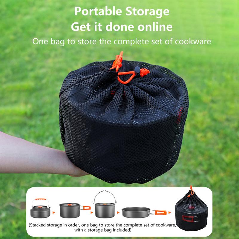 Conjunto de Utensílios de Cozinha para Camping Alumínio Portátil Louça Exterior Kit de Cozinha Panela Tigela Chaleira Panela Equipamento para Caminhada Churrasco Piquenique