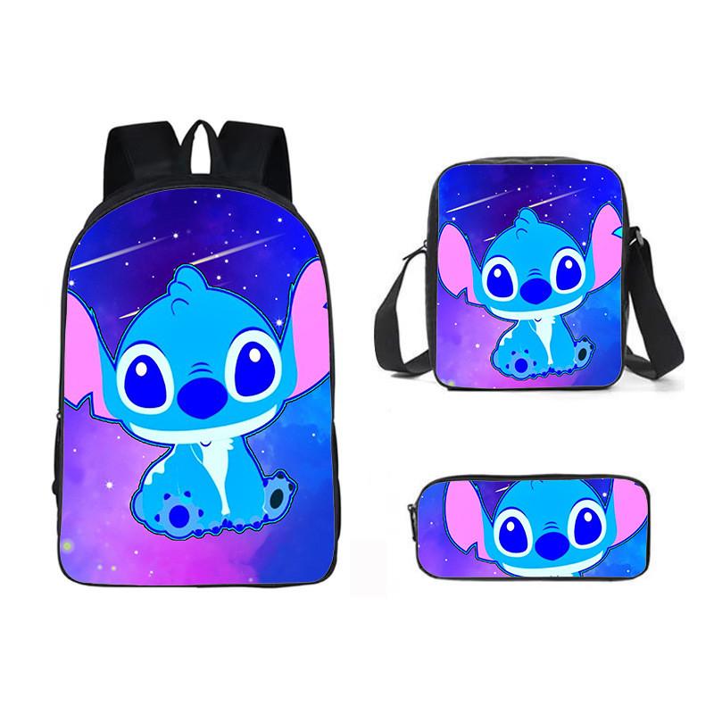 Stitch Cartoon Backpack For Kids Oxford Fabric Waterproof School Bag With Breathable Straps
