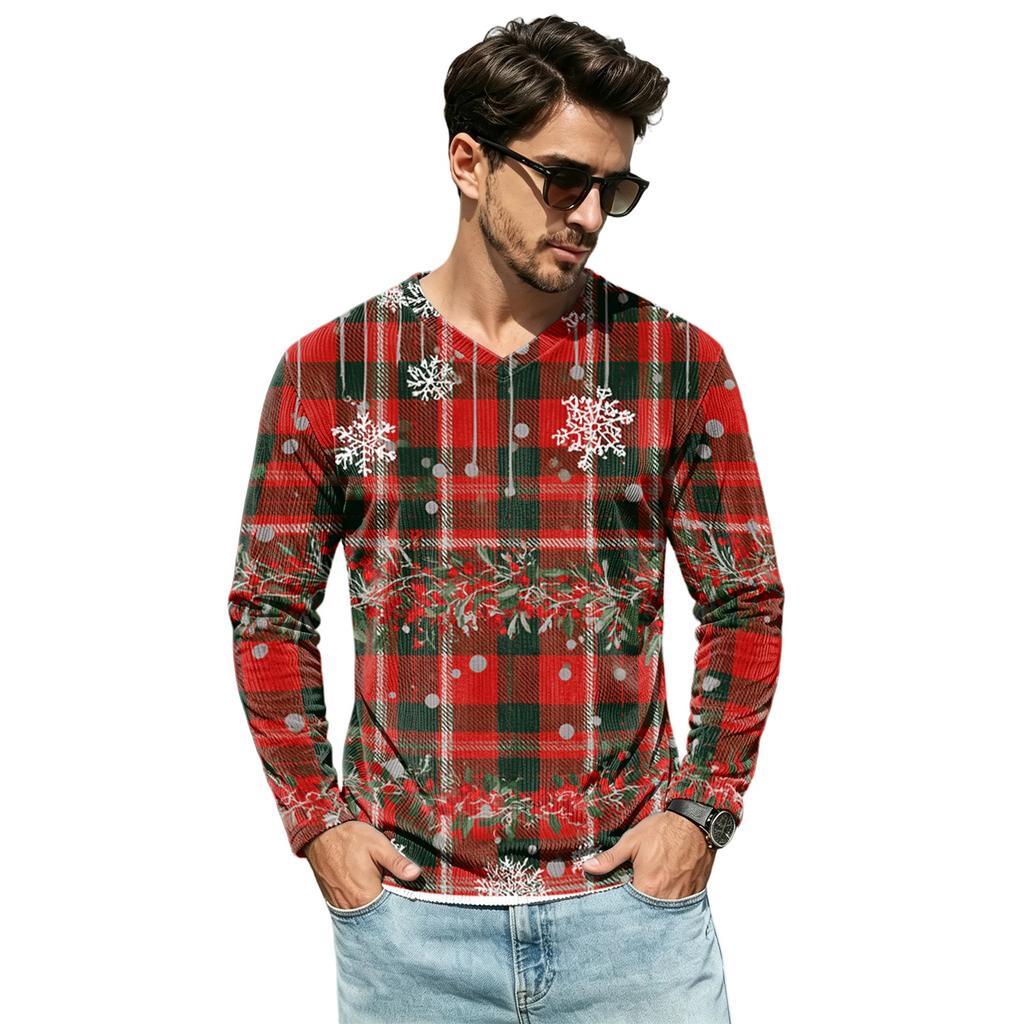 Men's Casual Loose Fit V-Neck Shirt for Daily Wear