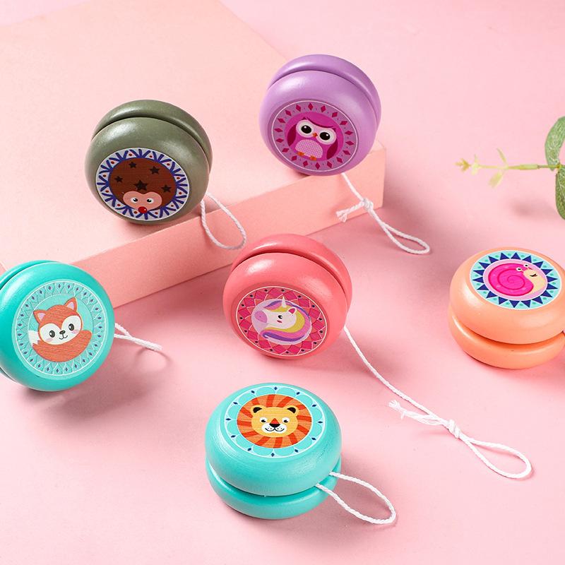 

2Pcs Cartoon Animal Wooden Yoyo Ball Toys for Kids Birthday Party Favors Baby Shower Guest Gift Pinata Fillers School Rewards