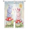 Cartoon Animal Hippo Mushroom Sheer Curtains for Living Room Child Bedroom Tulle Curtains Kitchen Window Treatments Panel Drapes