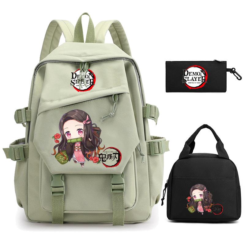 Ghost Extermination Surrounding Animation Schoolbag Trend Primary And Secondary School Students Leisure Backpack College Meal Bag Pencil Bag Set
