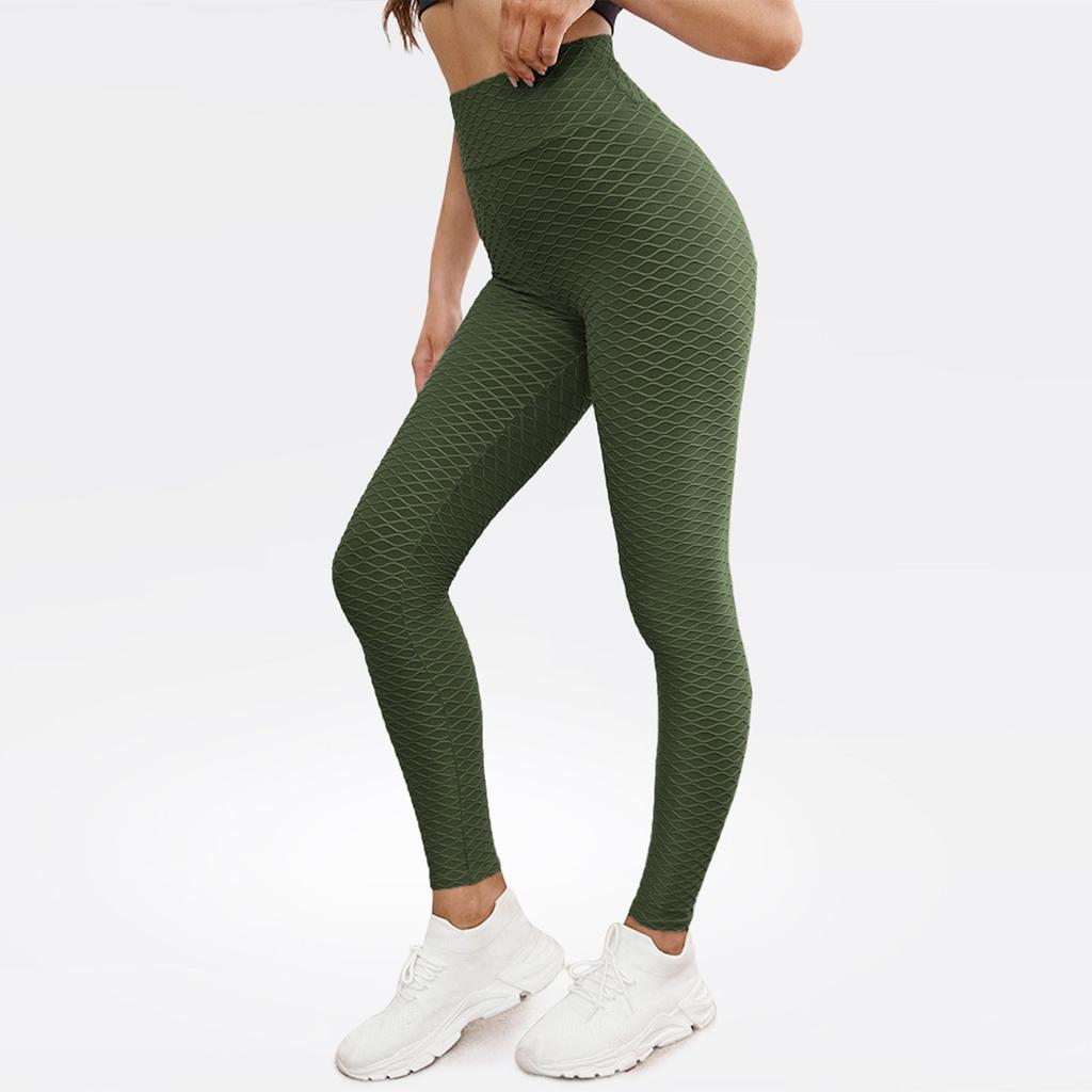 Women's Fashion Color Peach Butt Lifting Yoga Bubble Pants High Waist Sports Tights