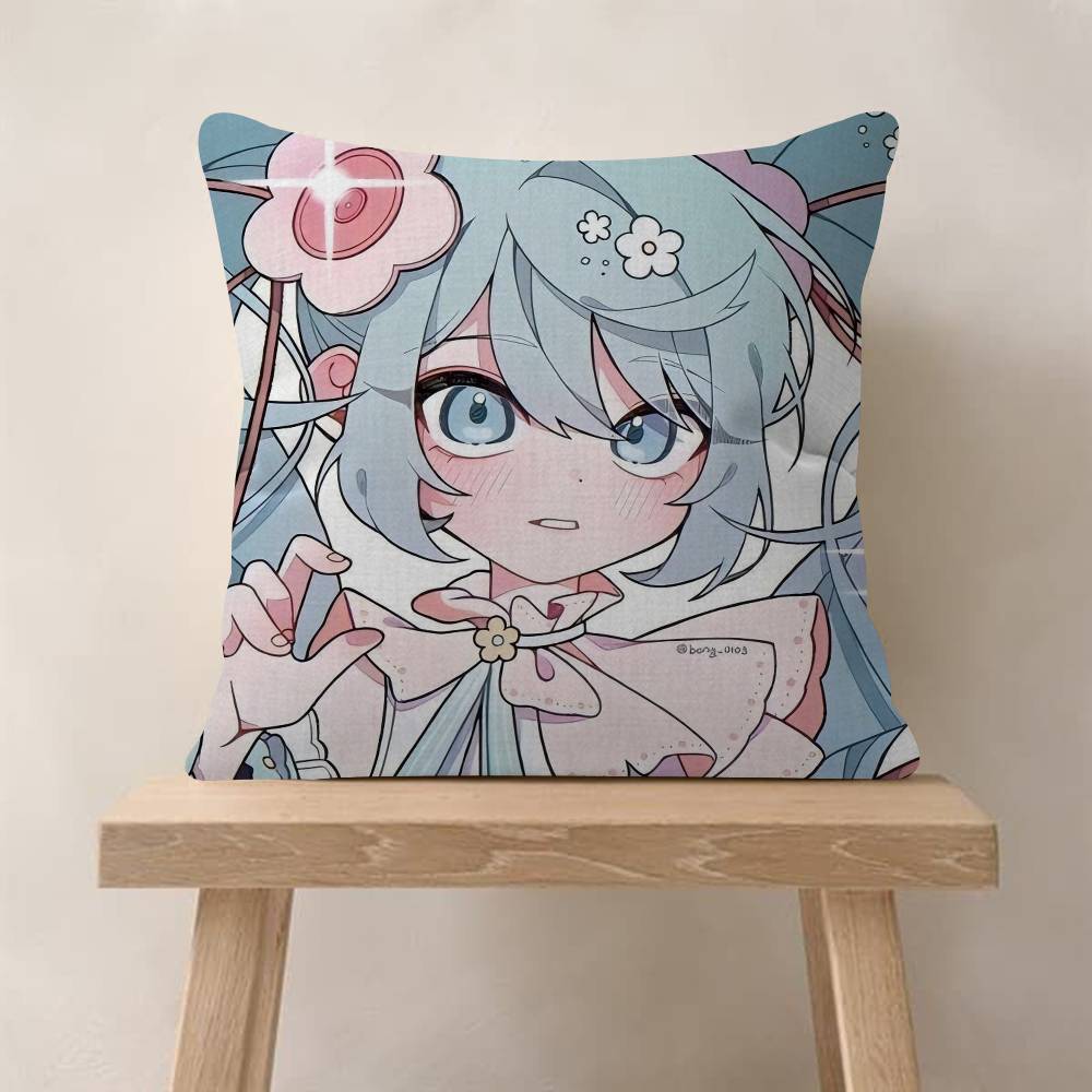 Music H-Hatsune Girl M-Mikues Cushion Cover Car Throw Pillow Case For Sofa Car Christmas Gift