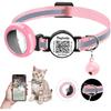 Waterproof Breakaway Cat Collar with AirTag Holder & Smart QR ID Tag - Reflective Safety Tracker Collar for Cats, Kittens, Puppies - Compatible with