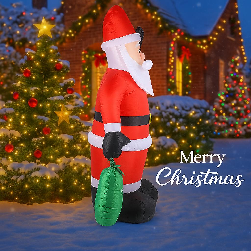 7.87FT Inflatable Toy Santa Claus Gift Bag with LED Lights Xmas Yard Lawn Party Decoration Christmas Home Supplies Ornament Gift