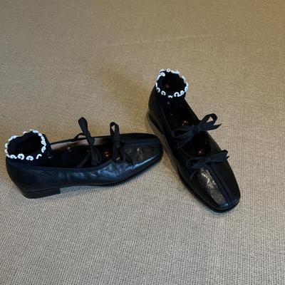 Low-heeled Mary Jane Shoes Women's Head Retro Black Small Leather Shoes One-pedal Bow Single Shoes