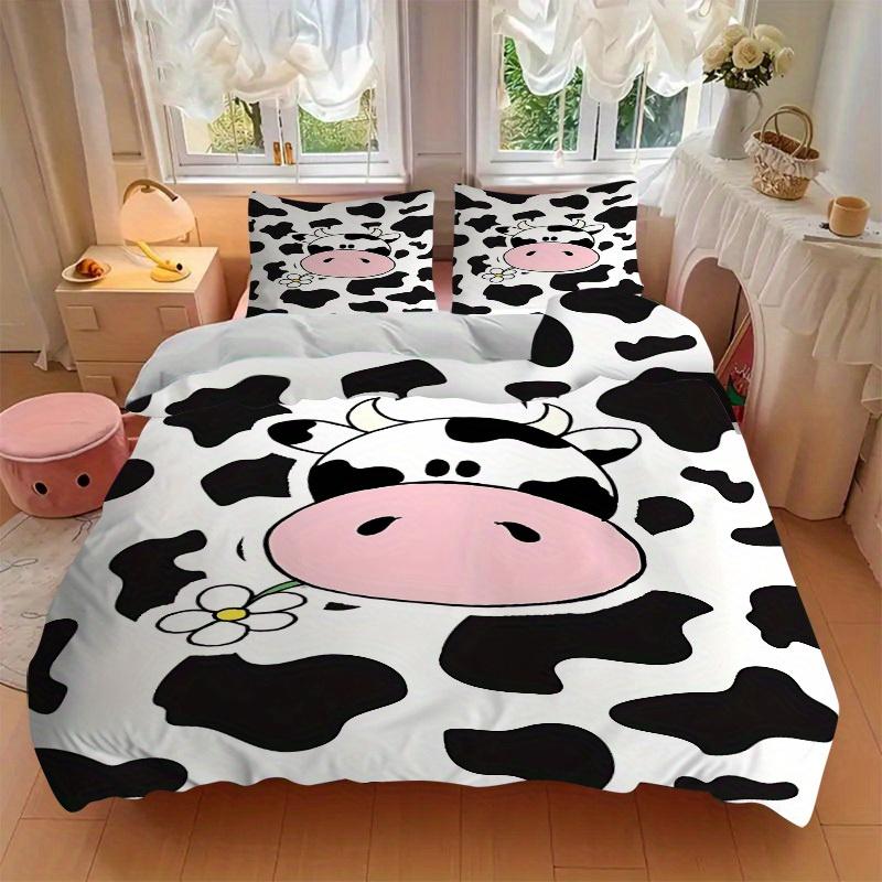 3pcs Animal-themed Cow Print Soft and Comfortable Breathability, Bedding Set, Machine Washable, Suitable for All Seasons121