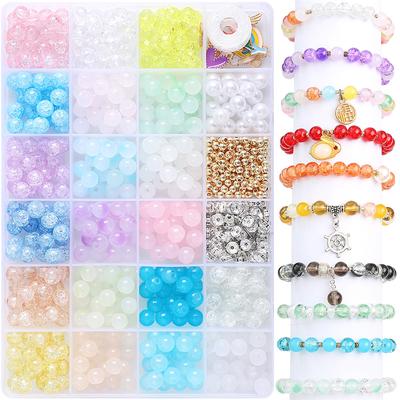 8Mm Glass Jelly Crystal Round Bead Material Pack Handmade Diy Bracelet Accessories Set Beaded Set