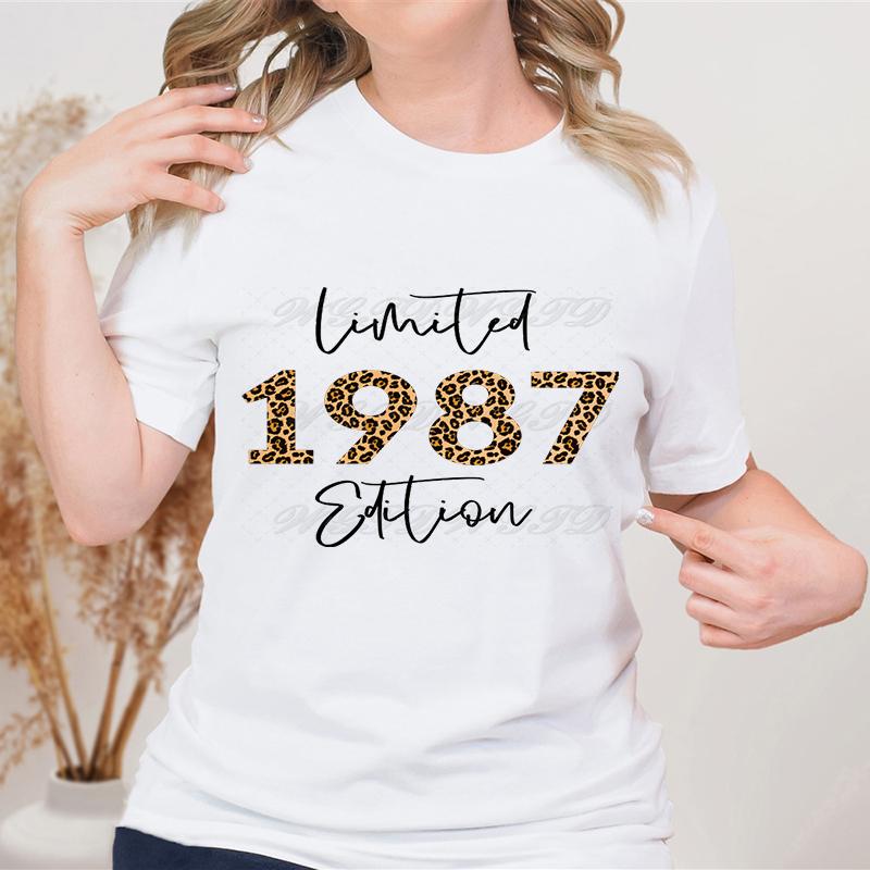 Womens Limited Edition 1985 T Shirt Leopard Print Birthday Gift Top 40th Birthday Shirt for Women Vintage 1980 To 1989 Clothes