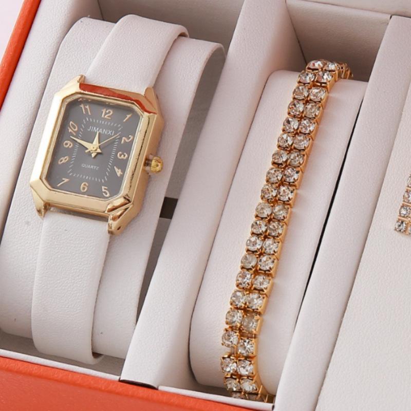 

New Steel Belt Women S Watch Watch Fashion Simple Trend Women S Quartz Watch Bracelet Set 5Pcs large price
