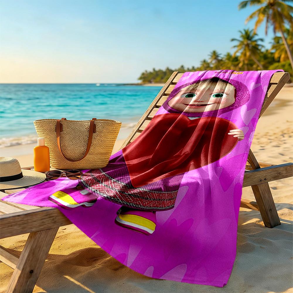 Masha Bear Beach Towel Soft Durable Quick-Dry Comfortable Lightweight