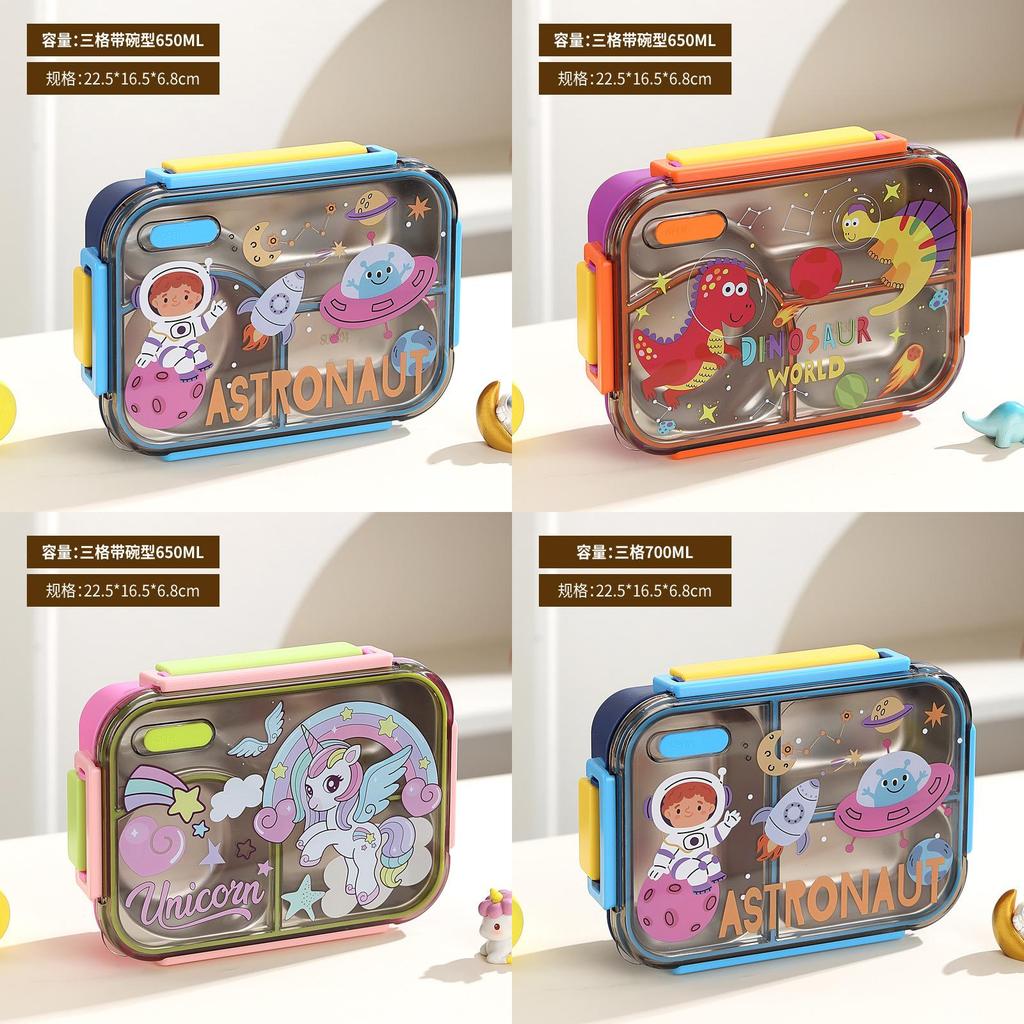 Cute Style Lunch Box With 3 Compartments For School And Office Use