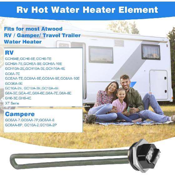 92249 RV Water Heater Element For Atwood Water Heater Parts Gc6Aa-10E Gc10A-4E Gh6-3E G6A-4E Gch6-4E Gch6-7E 1400W 110V/120V Screw-In Type