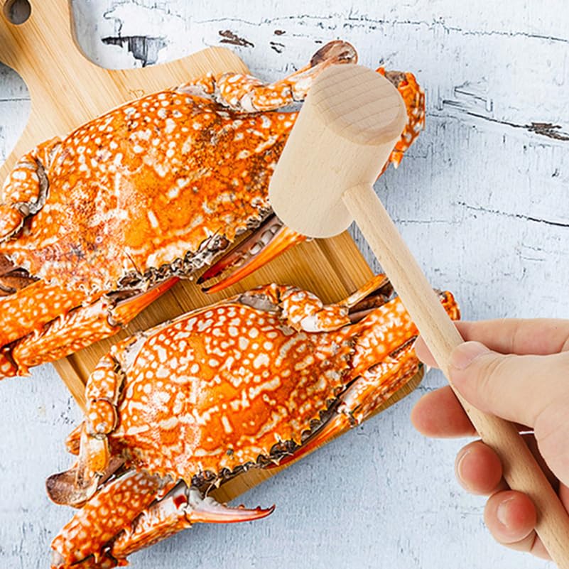OUNONA Mini Wooden Hammers, Set of 30, Round Head, for Cake Cracking, Chocolate Cracking, Crab Cracking, Shell Cracking, Seafood Dishes, DIY Crafts,