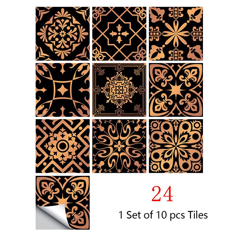 10 pezzi Adesivo da bagno Adesivo da parete Adesivo per piastrelle impermeabile Decalcomanie per piastrelle a forma di fiore Decorazione per la casa