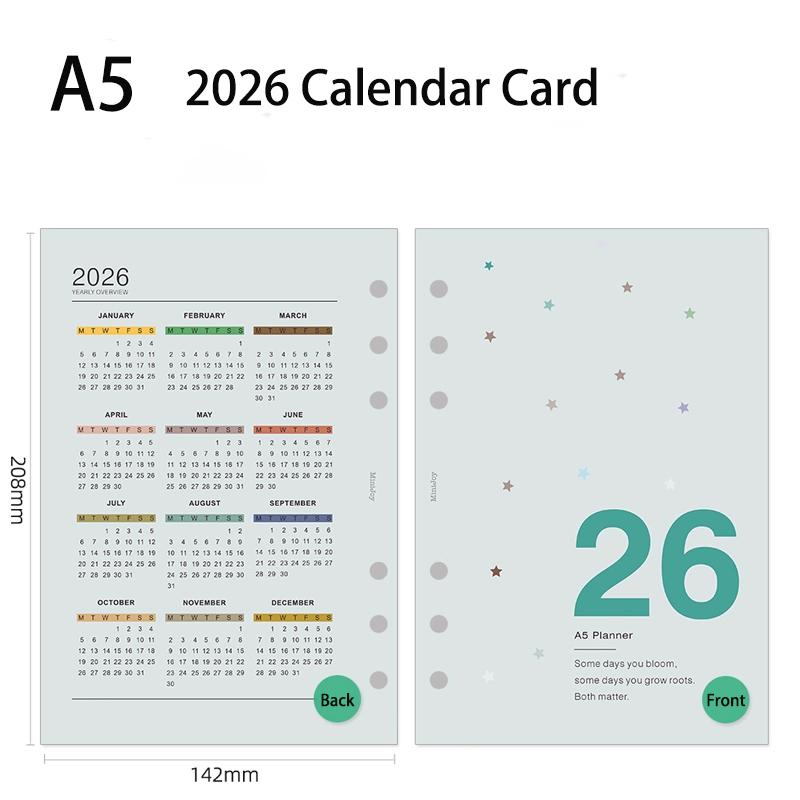 Fromthenon 2026 Calendar Card A5 A6 A7 A8 M5 Loose-leaf Notebook Planner Journal Calendar Loose-leaf Bindings Accessories