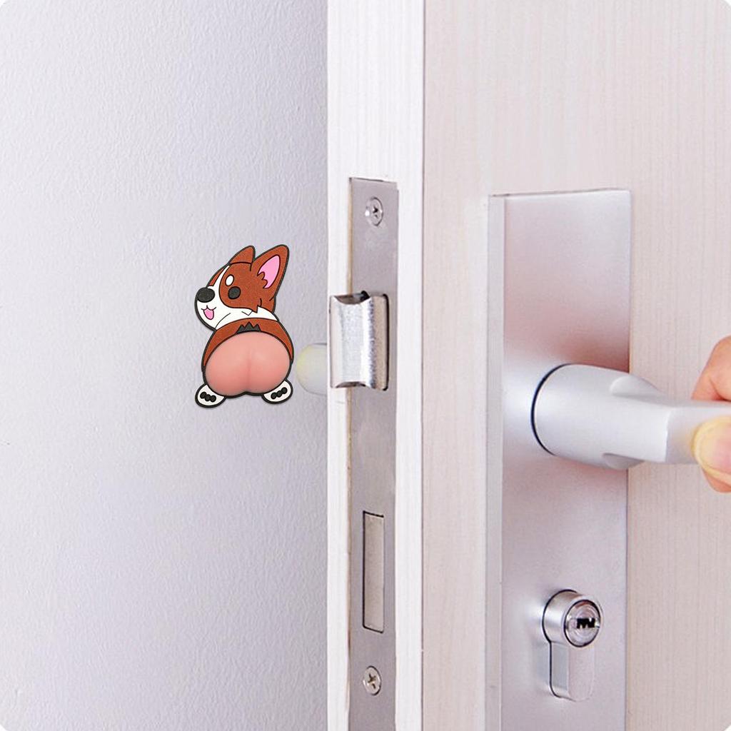 Door Knob Wall Protector 3D Anti-Collision Self Adhesive Cute Dog Decoration Door Wall Protector for Hitting Swinging Pinch