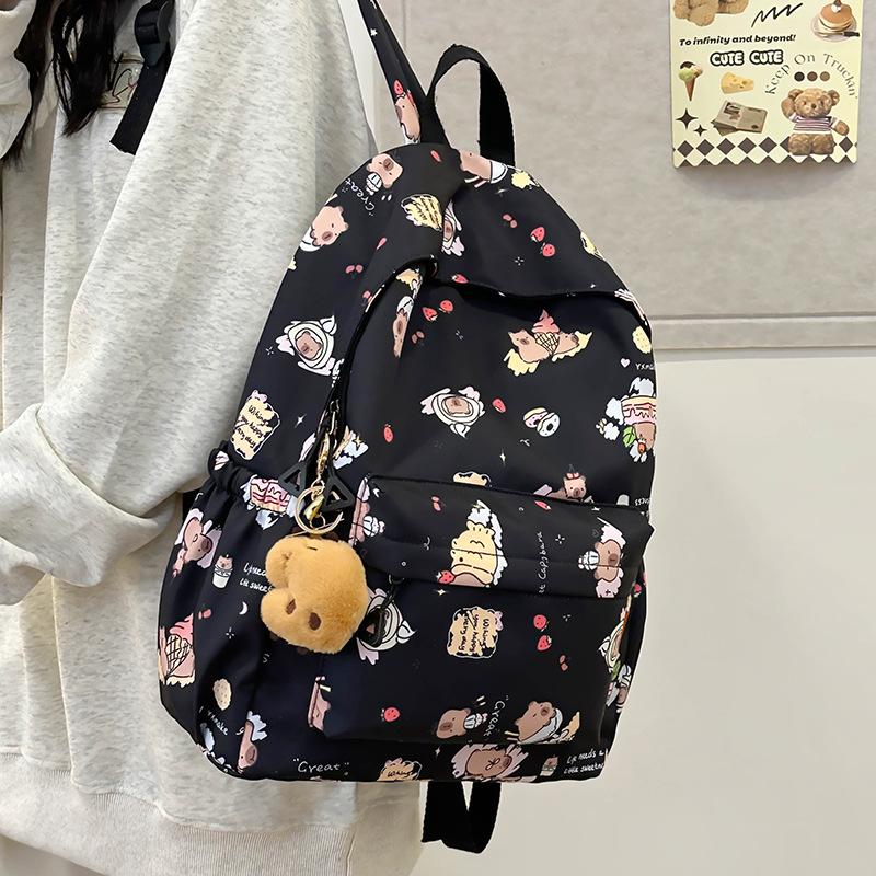 Cute Capybara Printed Backpack ins Versatile Fashion Cartoon Middle School School Bag Women's Large Capacity Backpack