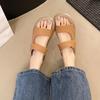 Flat-bottomed Roman sandals women's new summer soft-soled lazy Velcro casual beach shoes summer new