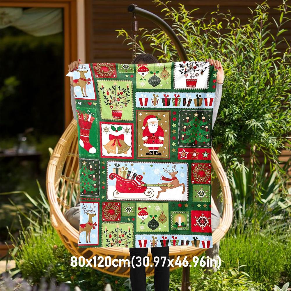 1PC Christmas, ornamentsOutdoor Flannel Blanket - Soft Plush Decor for Picnics, camping, Bedroom, Playroom, Office, or Lunch Break 1366A
