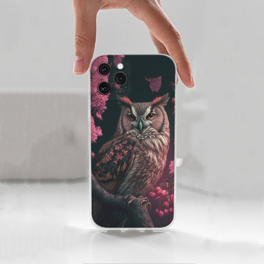 Cute C-Colorful Owl B-Bird Case For iPhone X,XS,SE,12,15,Pro,17,Plus,11,Max,13,XR,14,16,Mini,Transparent Soft Cover