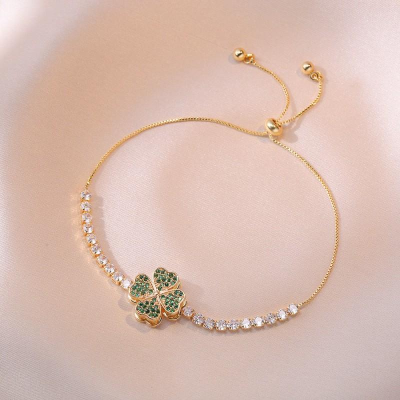 Womens Rotating Heart Charm Bracelet With Cubic Zirconia Sparkle Delicate Style Stainless Steel Plated Gold Fresh Sweet
