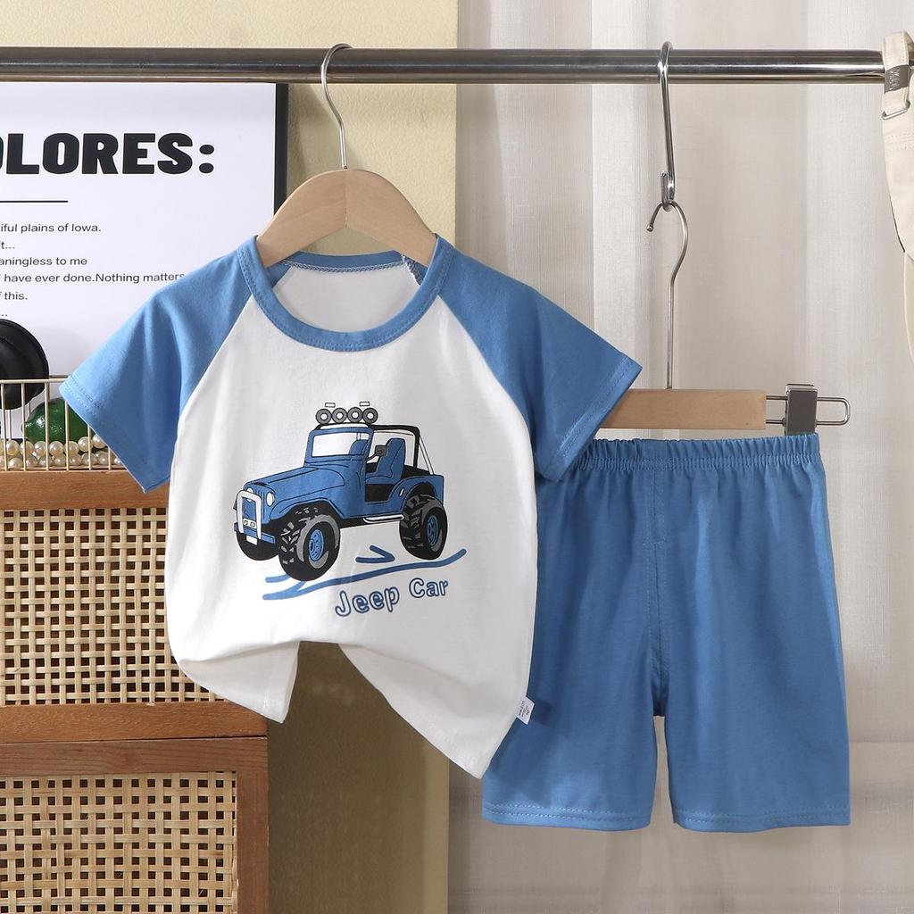 Children's Cotton Short-Sleeve Summer Pajama Set for Boys & Girls