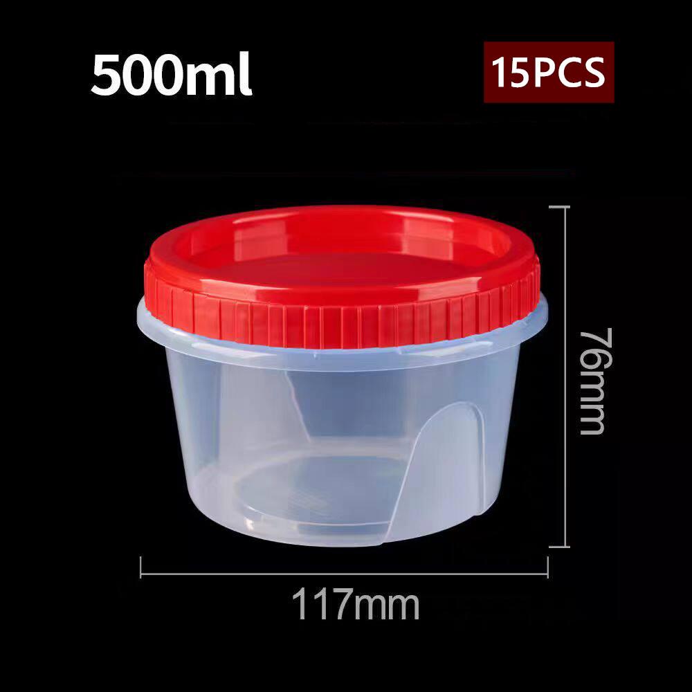 15PCS Food-grade PP Material Preservation Box Round Plastic Fruit Salad Box with Screw Cap Picnic Food Box Dessert Cup