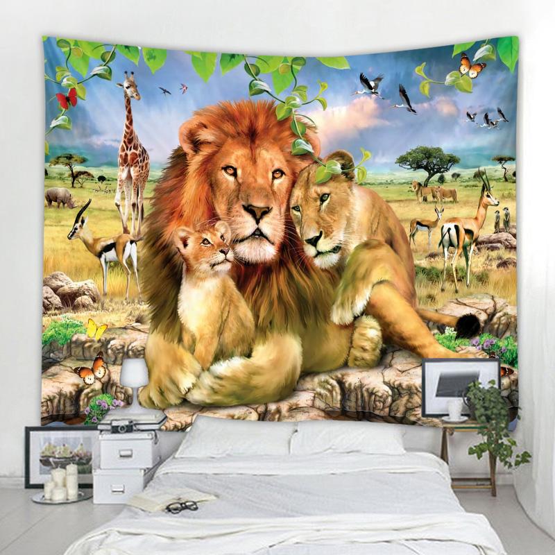 Lion Tapestry Yoga Buddha Decoration Tapestry Witchcraft Wall Decoration Tapestry Nordic Wall Background Tapestry