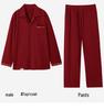 Wedding Couple Red Pajamas Set - Autumn Winter Pure Cotton Long Sleeve Homewear for Him & Her