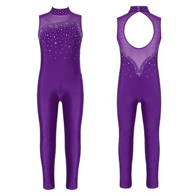 Crianças meninas ballet dança macacão sem mangas strass ginástica treino dança collants patinação artística trajes de palco unitard