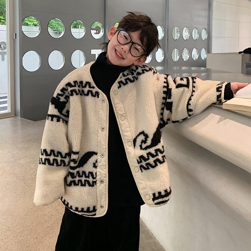 

Кардиган вязаный свободного кроя в корейском стиле для мальчиков, зима 2024 - Модный осенне-зимний свитер для детей малого и среднего возраста 100 cm белый