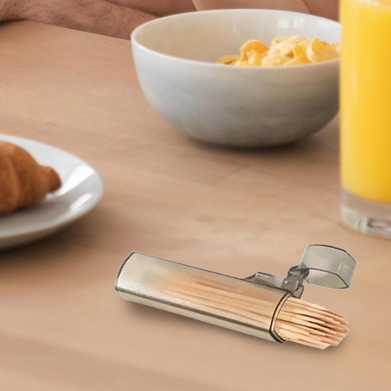 Taschen-Zahnstocherhalter Tragbarer Zahnstocherhalter Plastik-Zahnstocherspender Aufbewahrungsbehälter für Wattestäbchen Etui für den Außenbereich