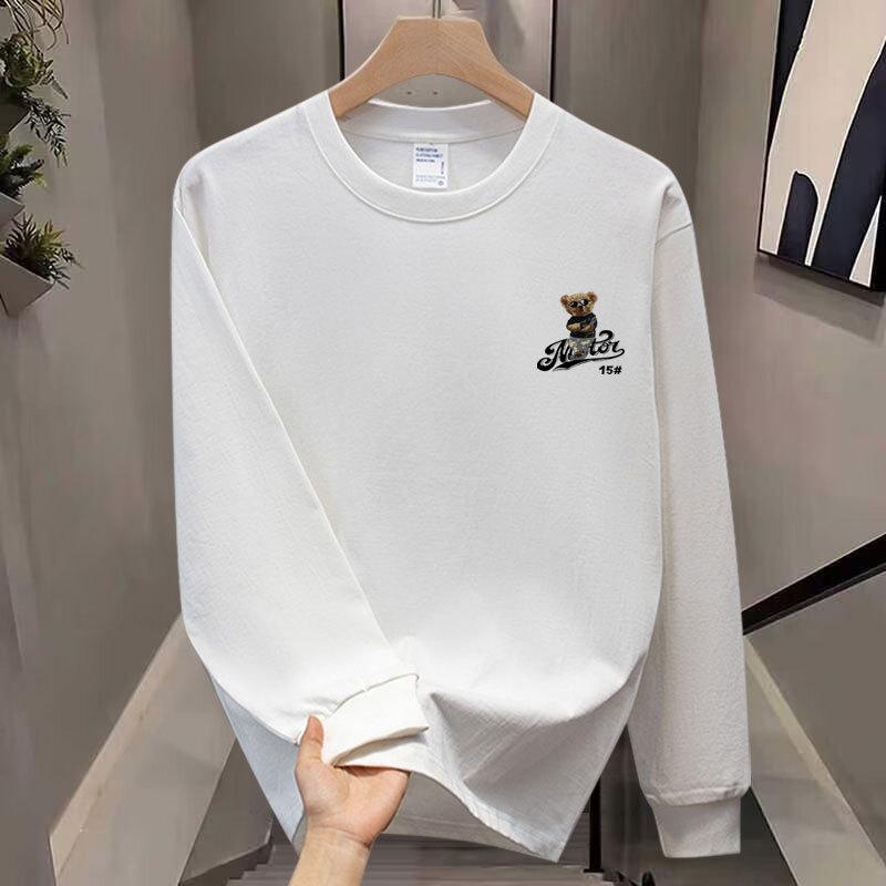 Heavy Trendy Brand Cotton T-Shirt Long-Sleeved Men'S Bottoming Shirt Trendy Autumn And Winter Men'S And Women'S Crew Neck Sweater
