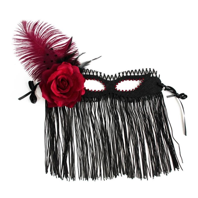 Party Mask Flower Tassels Veil Mask Mardi Gras Mask Masquerades Mask,Venetians Mask Halloween Carnivals Party Supplies 1