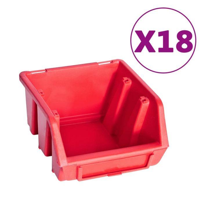 Kit de bacs de stockage - vidaXL - 80 pcs - Rouge et noir - Panneaux muraux - Accessoires inclus