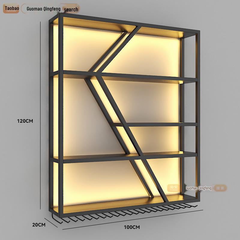Industrial Wall-Mounted Wrought Iron Wine Rack for Bars & Restaurants - Creative Multifunctional Display Cabinet