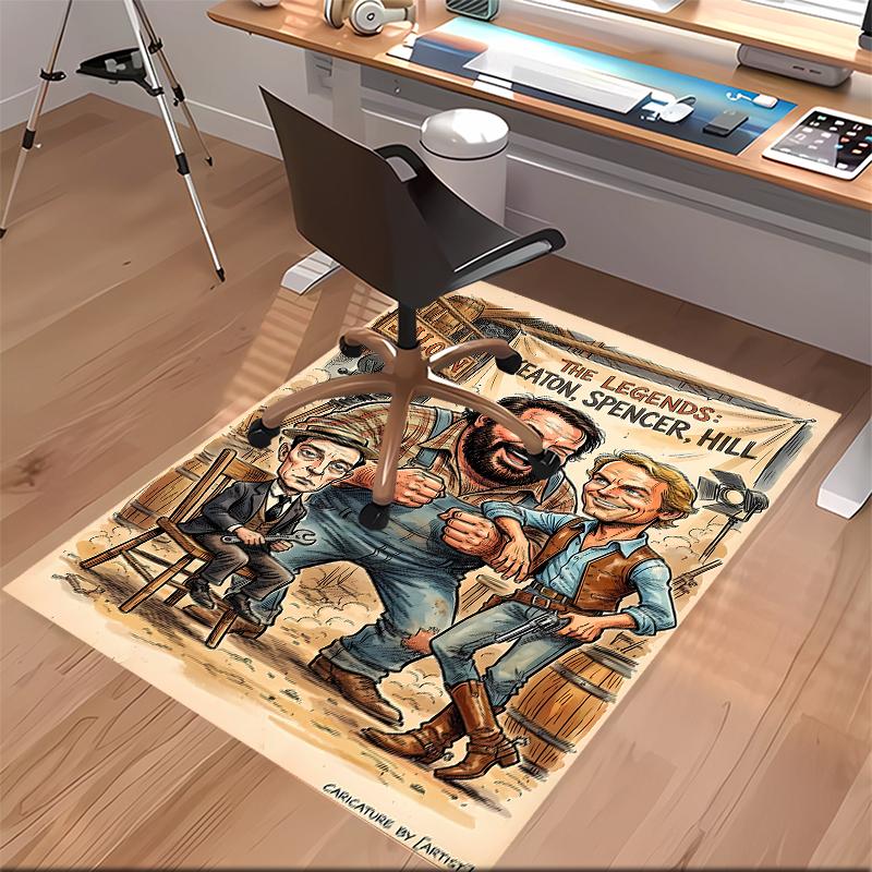 Terence Hill and Bud Spencer Printed Absorbent Washable Carpet, Non-Slip Bathroom Mats, Kitchen Rugs, Yoga Mat,Living Room Entrance, Camping Picnic Ru