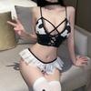 Sexy Cow Girl Maid Uniform Lolita Costume Hollow Out Lingerie Set Naughty Cosplay Anime dress Role Play Bed Temptation+Stockings