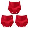 Yalu Women's High-Waist Antibacterial Red Underwear 3-Pack Lucky Year New Year Wedding Red Ladies' Fortune Briefs M